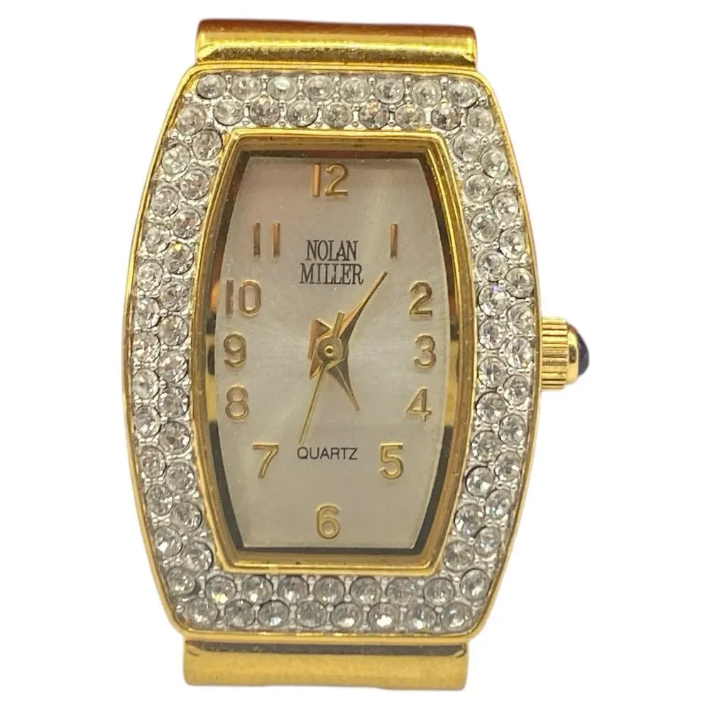 Nolan Miller Women’s Watch Gold Tone Rhinestones New Battery No Band